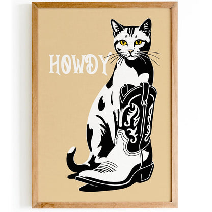 HOWDY - Cute Country Cat Poster
