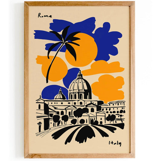 Rome Italy Travel Retro Poster