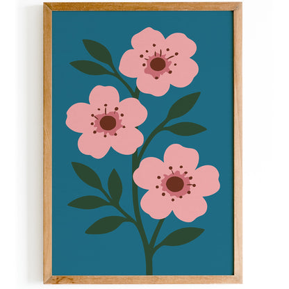 Cherry Blossom Floral Art Print - Eclectic Flowers Poster 2026