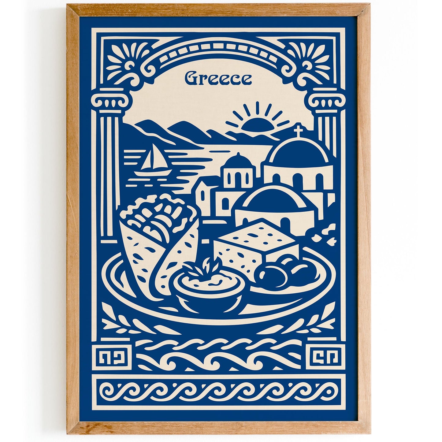 Greece Food and Landscape Poster