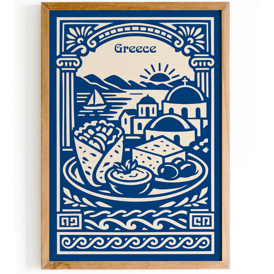 Greece Food and Landscape Poster