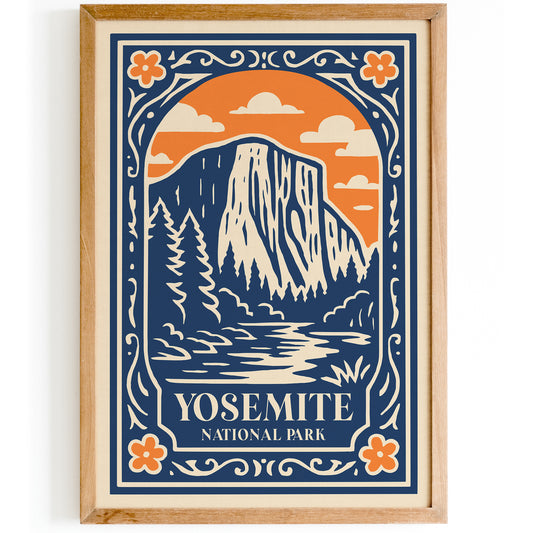 Yosemite National Park Blue Travel Poster