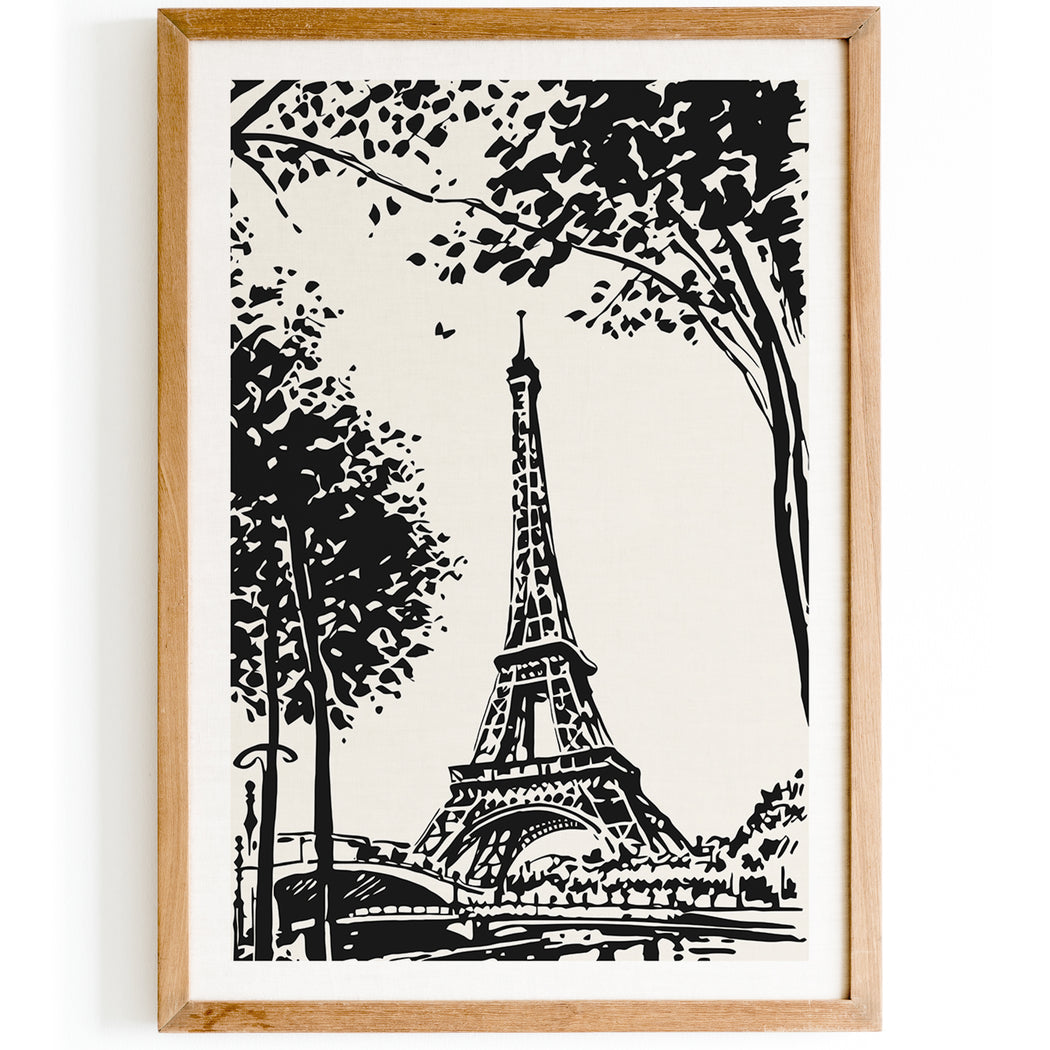 Eiffel Tower Ink Painting Art Print