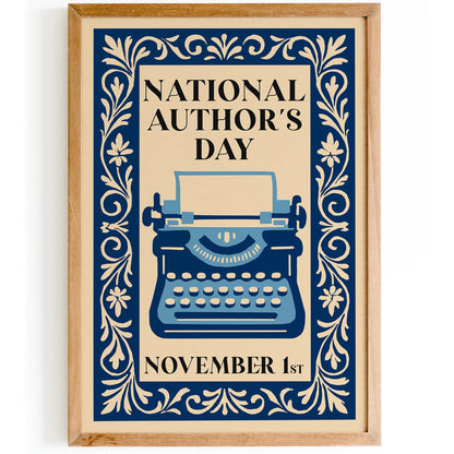 National Authors Day Poster -  Typewriter Art Print