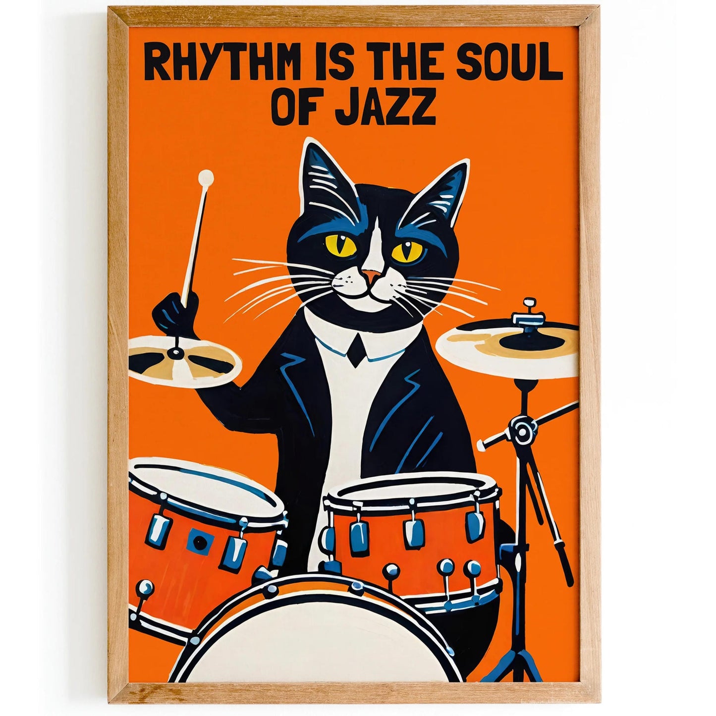 Funky Jazz Cat Drum Kit Poster