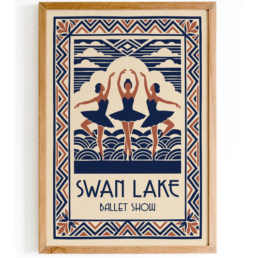 Swan Lake Ballet Art Deco Poster