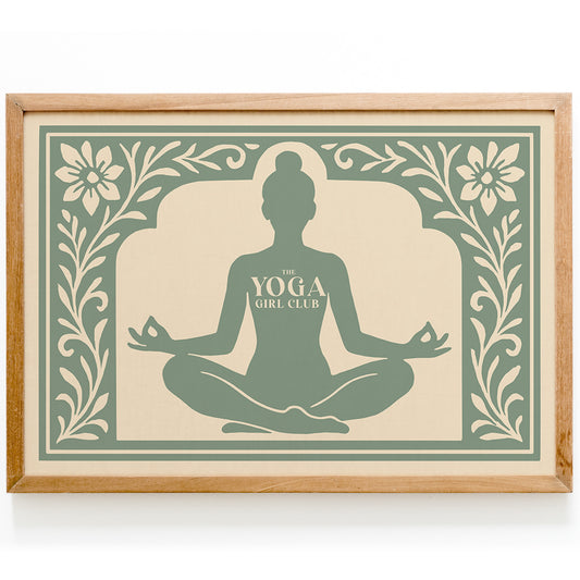 The Yoga Girl Club Poster - Sage Green Horizontal Wall Art Print