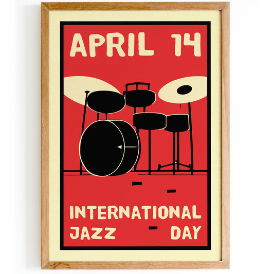 Jazz Day Music Art Red Print
