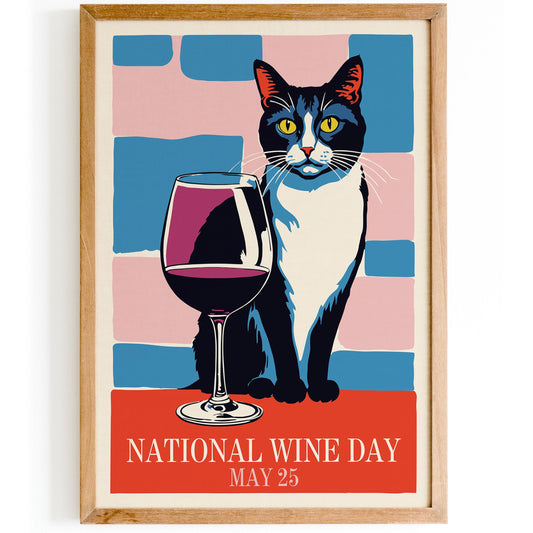 Wine Cat Celebration Poster