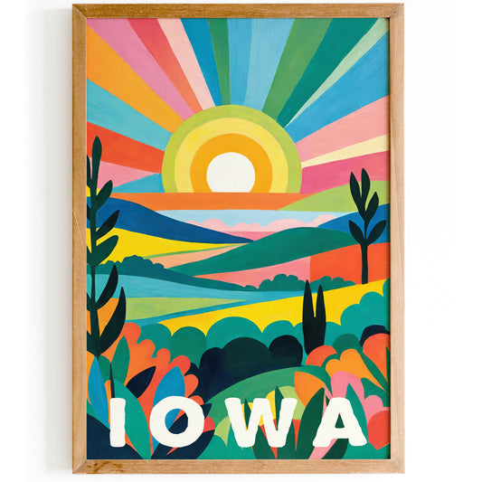 Iowa Art Print - Iconic Travel Wall Decor