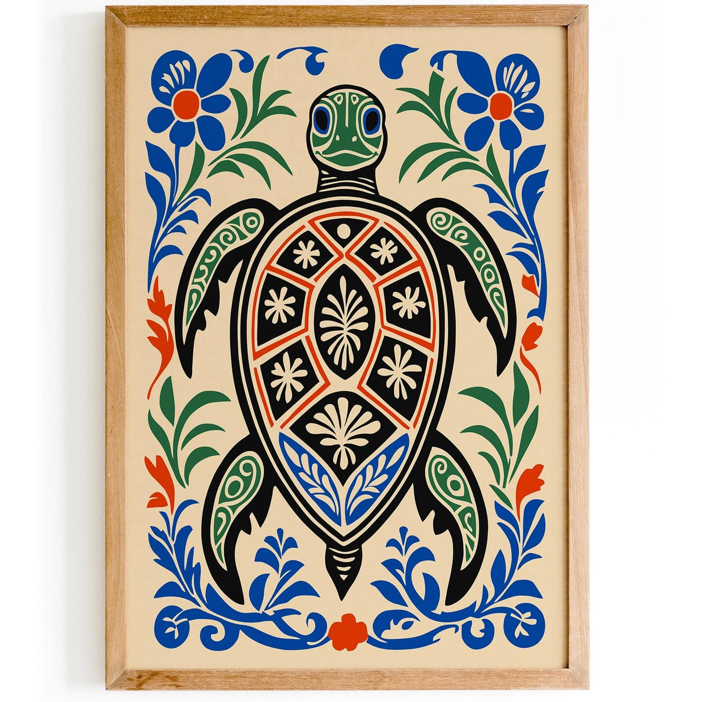 Folk Turtle Animal Poster