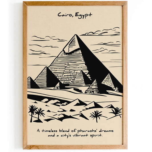 Cairo Egypt Black Ink Wall Art Poster