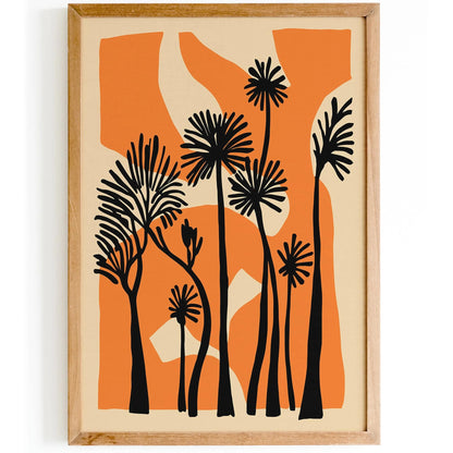 Mid Century Modern Palm Trees Abstract Poster