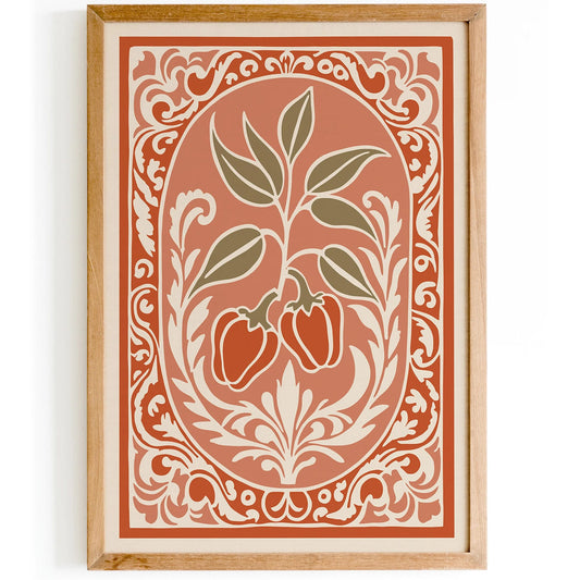 Rococo Style Peppers Vegetable Poster