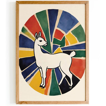 Llama in Rainbow Rays Art Print