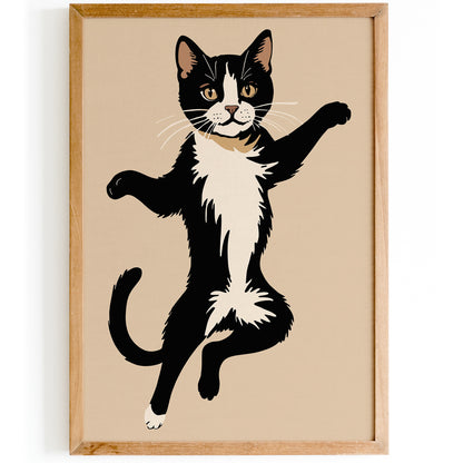 Cute Dancing Cat Wall Art Print