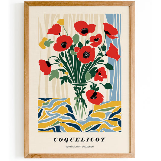 Coquelicot Poppy Flowers French Art Print