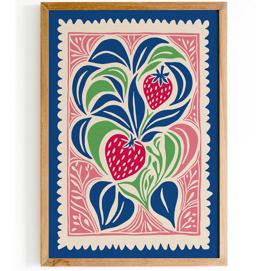 Retro Strawberry Art Print - Vintage Farmhouse