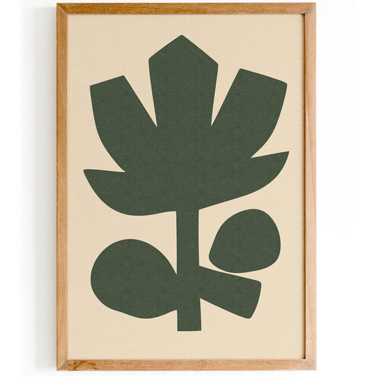 Green Cut Out Abstract Flower Poster