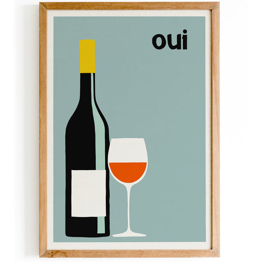 Oui Cute Wine Poster
