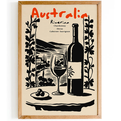 Australia Wine Collection Travel Poster