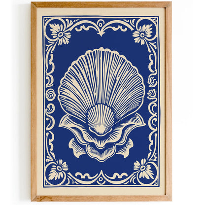 Blue Seashell Rococo Art Print