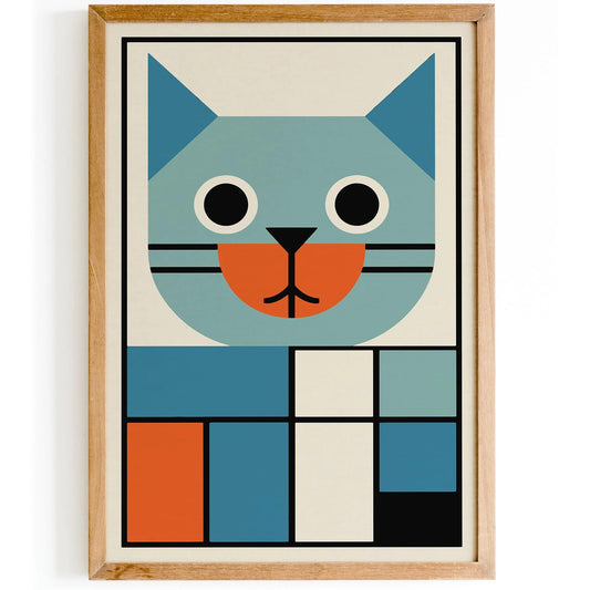 Bauhaus Style Cat Wall Art – Modern Home Decor