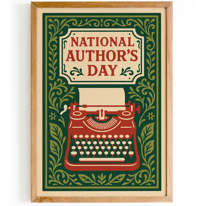 National Authors Day Poster - Literary Art Print in Vintage Rococo Style