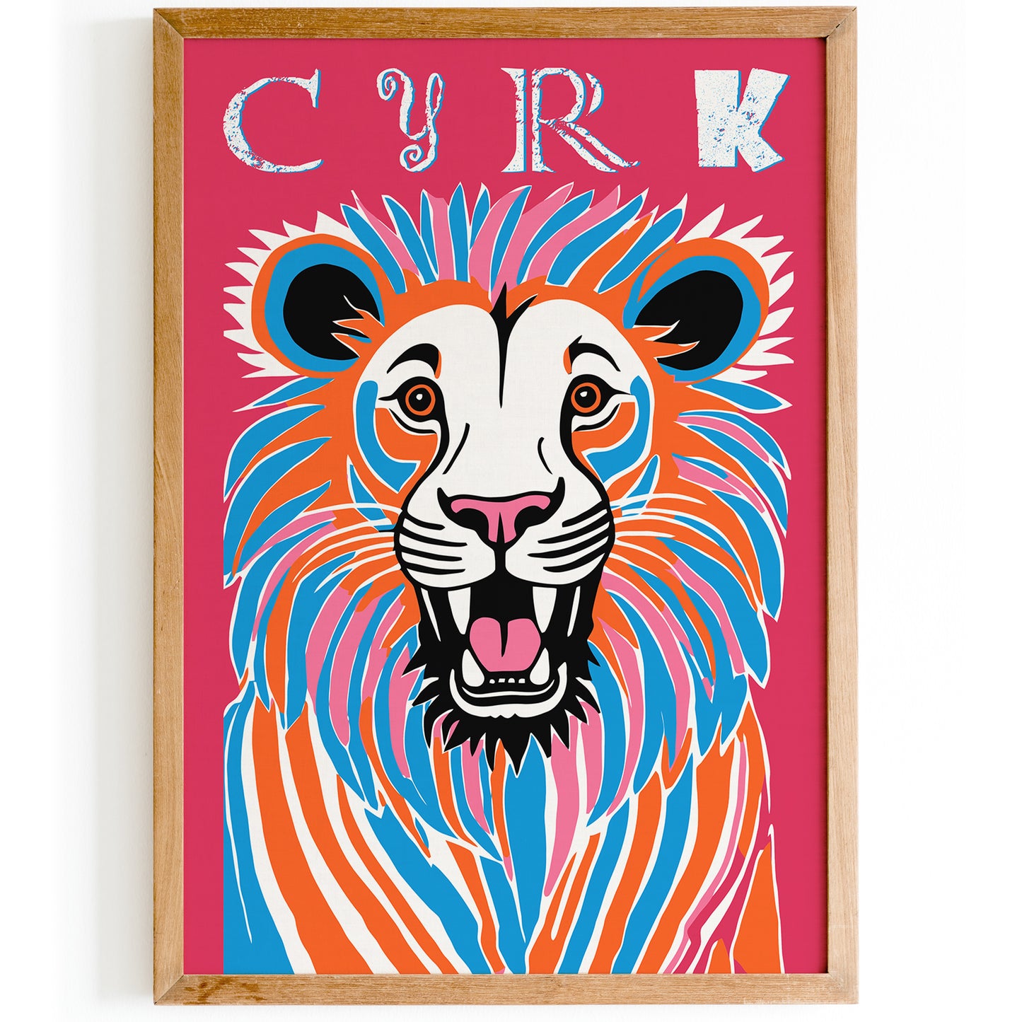 Polish Cyrk Poster Pink Lion Art Print 2024