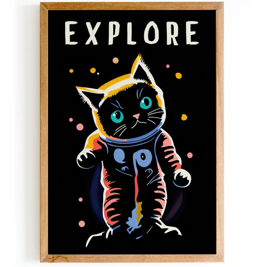 Explore Space - Cute Cat Wall Art