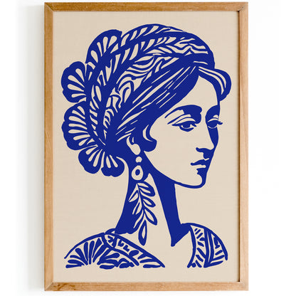 Blue Woman Portrait Art Print