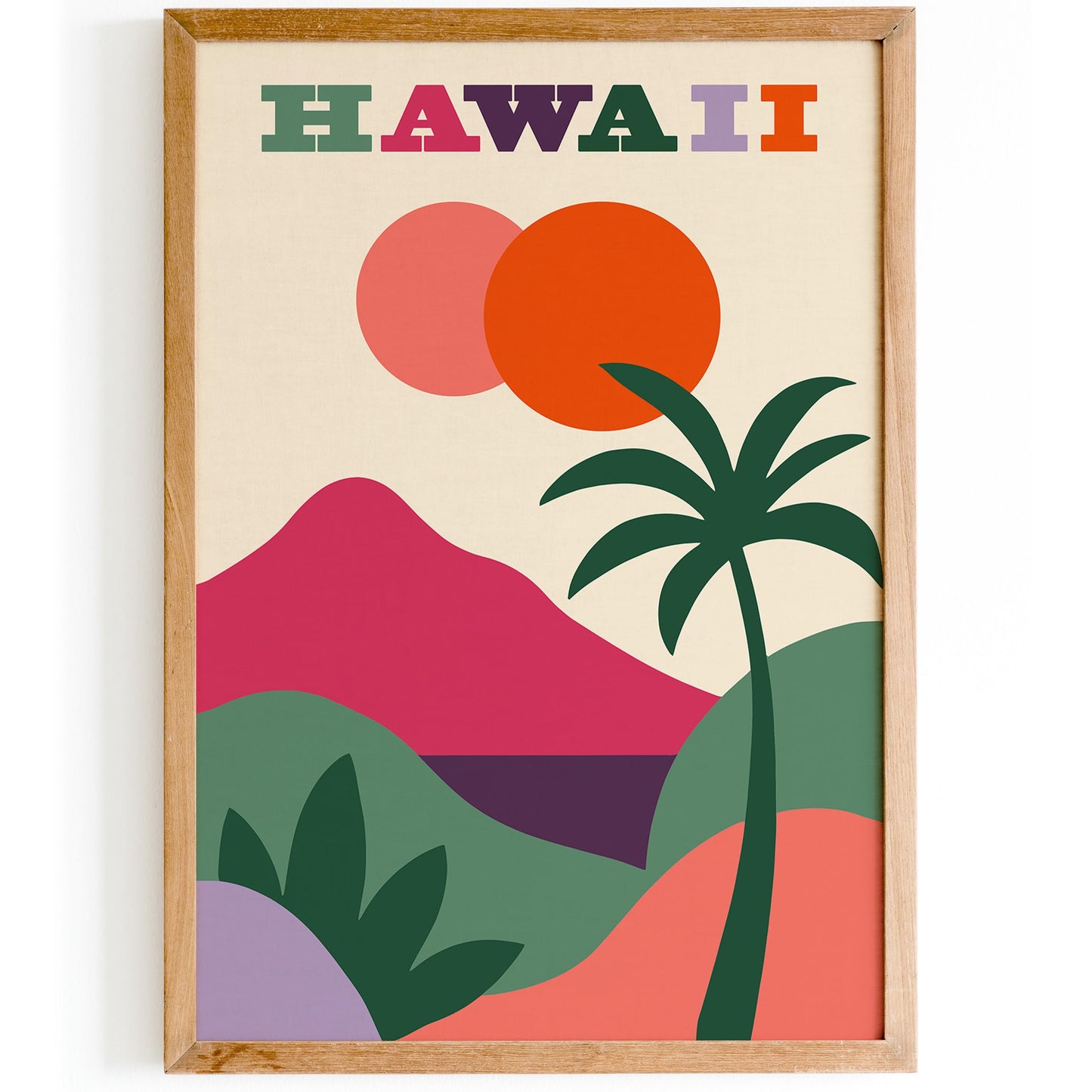 Hawaii Travel Poster - Colorful Abstract Landscape Print