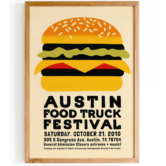 Austin Texas Food Truck Festival Cheeseburger Poster