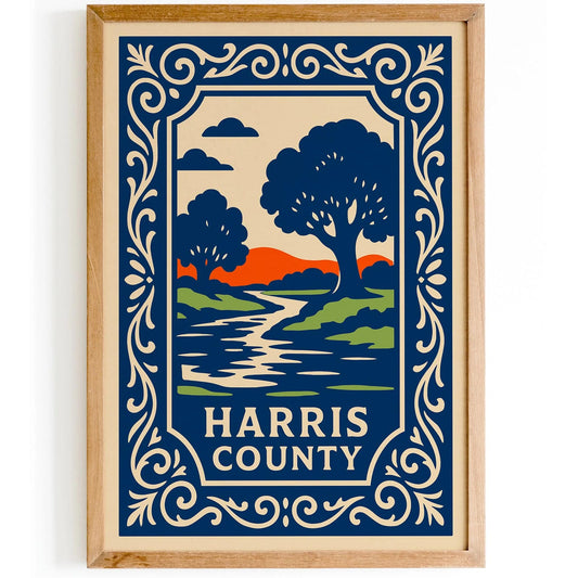 Harris County Travel Poster - Blue Landscape Art Print