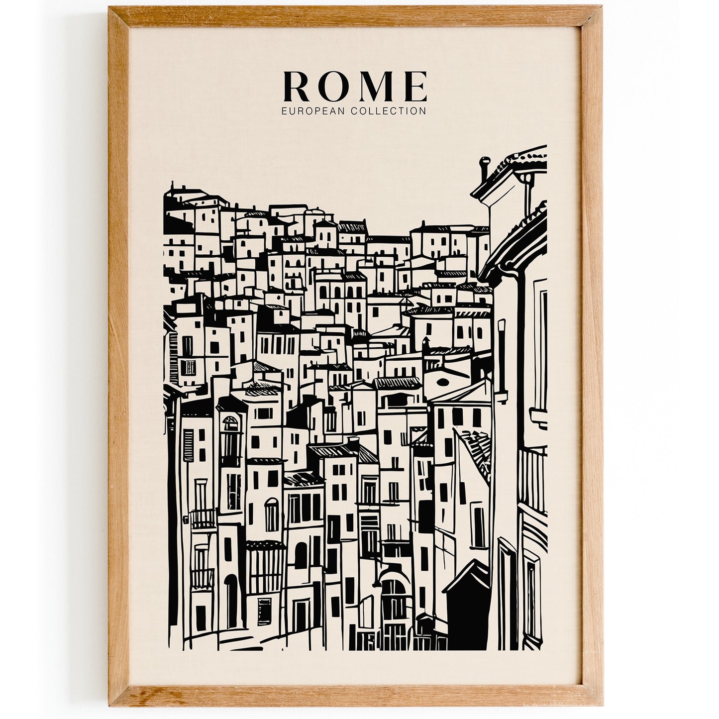 Rome Black Ink Painting Travel Art Print