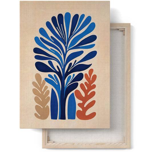 Abstract Blue Botanical Canvas Art