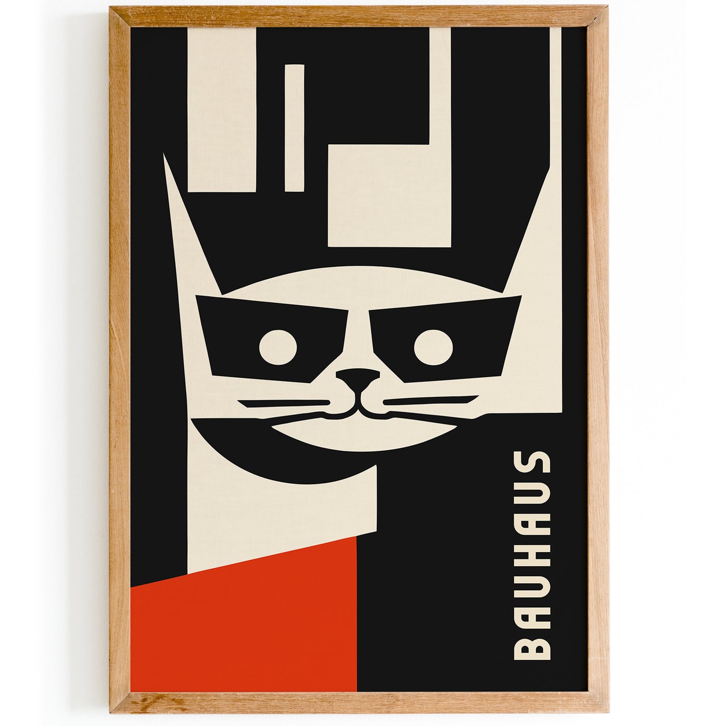 Bauhaus Cat Minimalist Black Poster