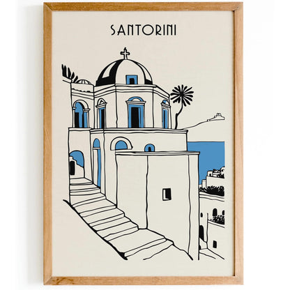 Santorini Minimalist Cityscape Poster