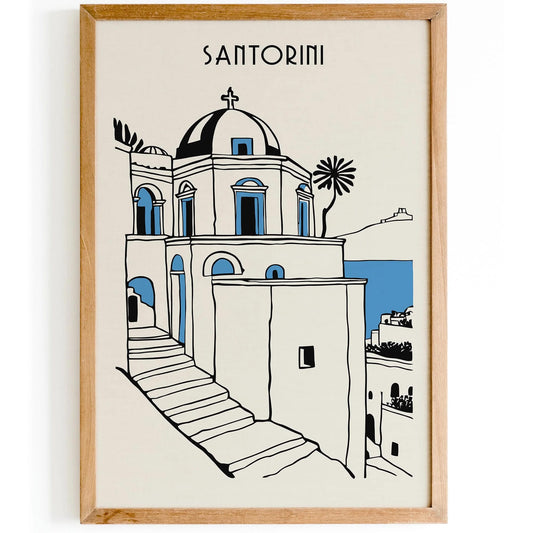 Santorini Minimalist Cityscape Poster