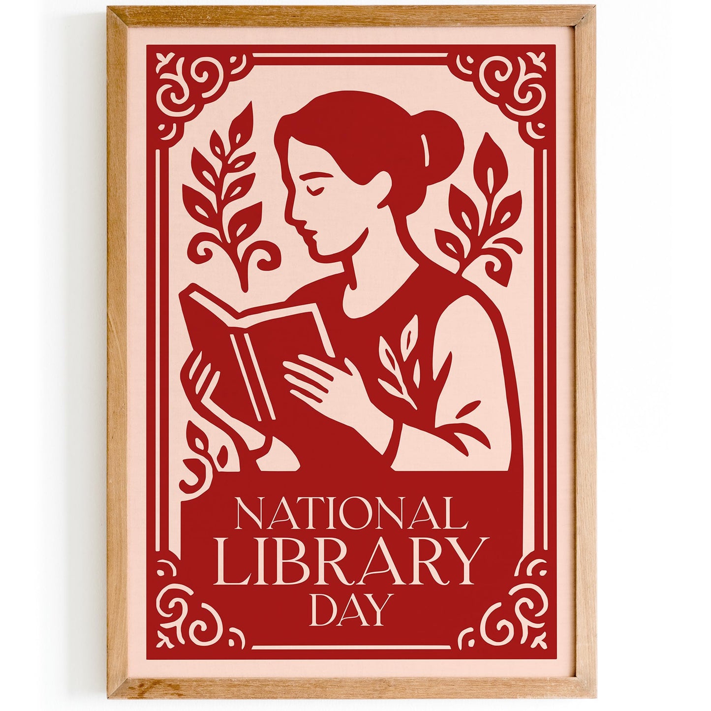 National Library Day Poster - Reading Woman Wall Art