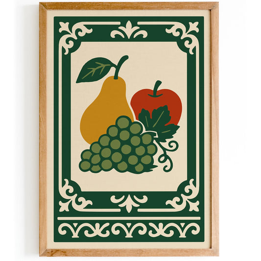 Still Life Poster, Rococo Fruit Kitchen Wall Decor