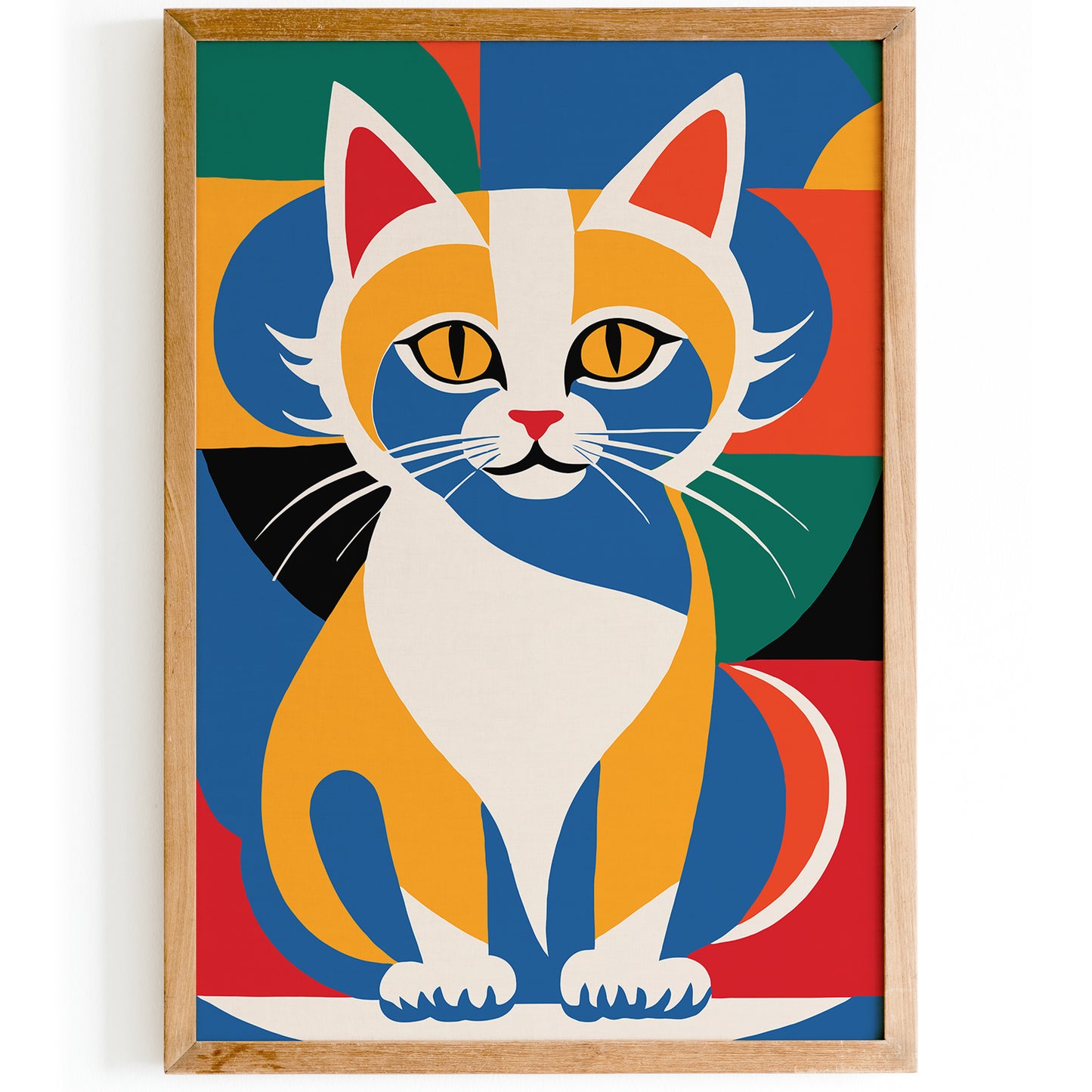 Colorful Feline Portrait Wall Art - Gift for Children