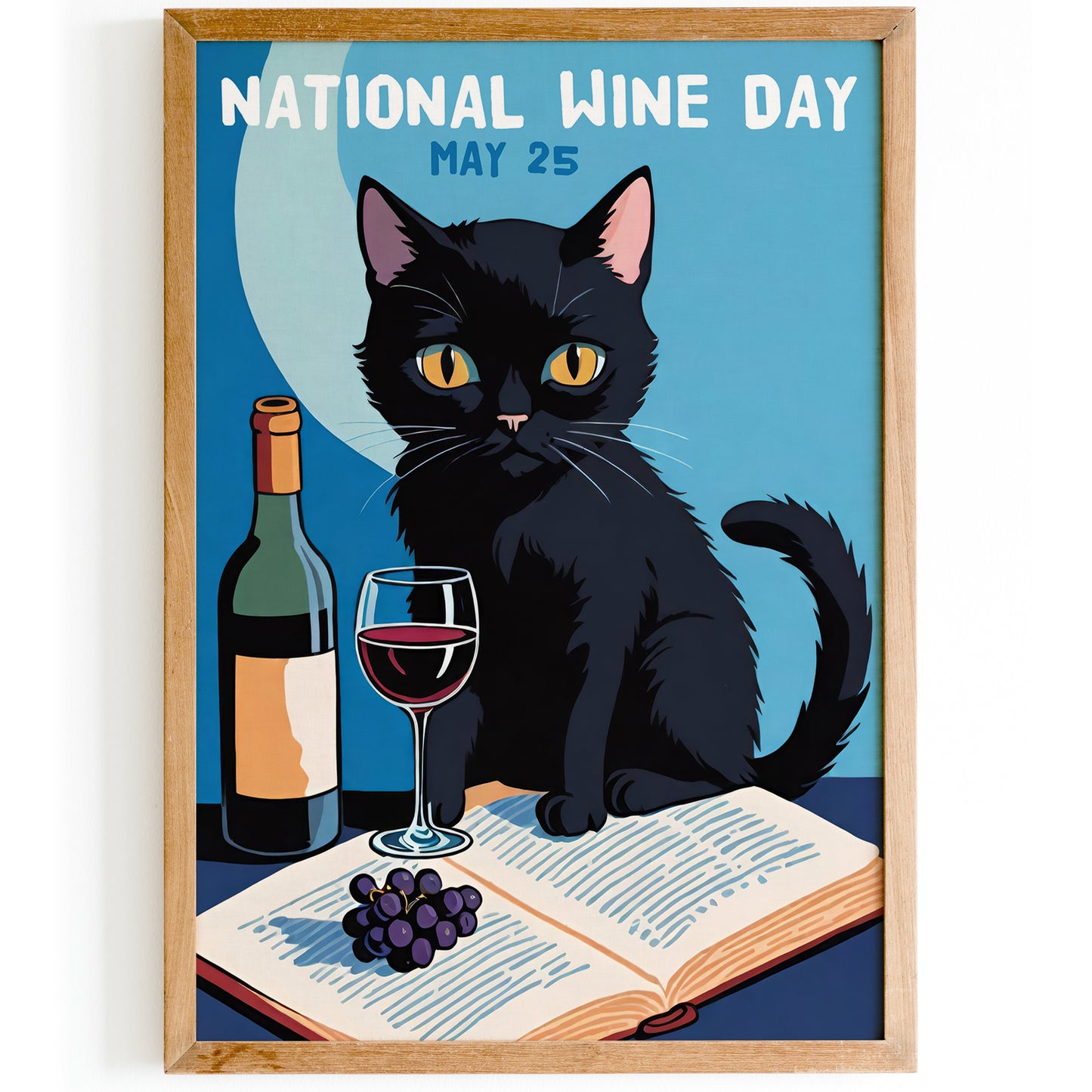 National Wine Day Cat Poster