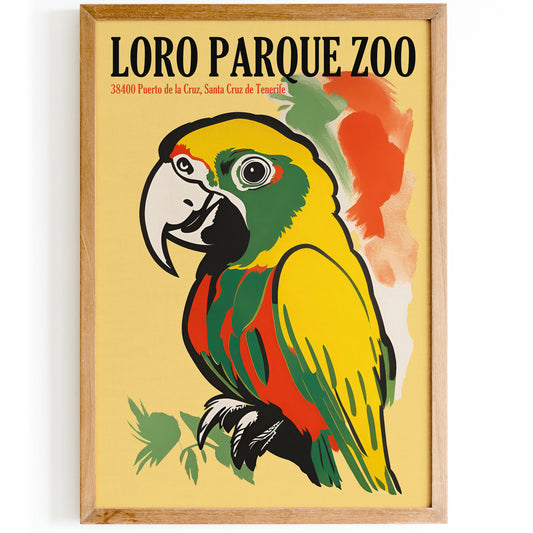 Loro Parqie Zoo Retro Parrot Poster