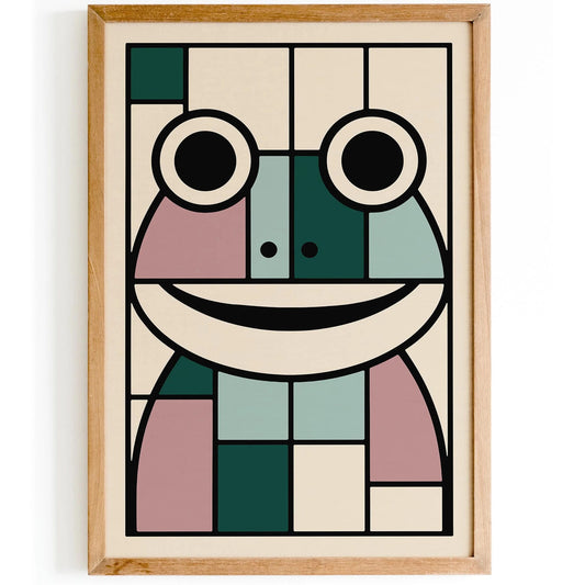 Cute Frog in Bauhaus Style Art Print