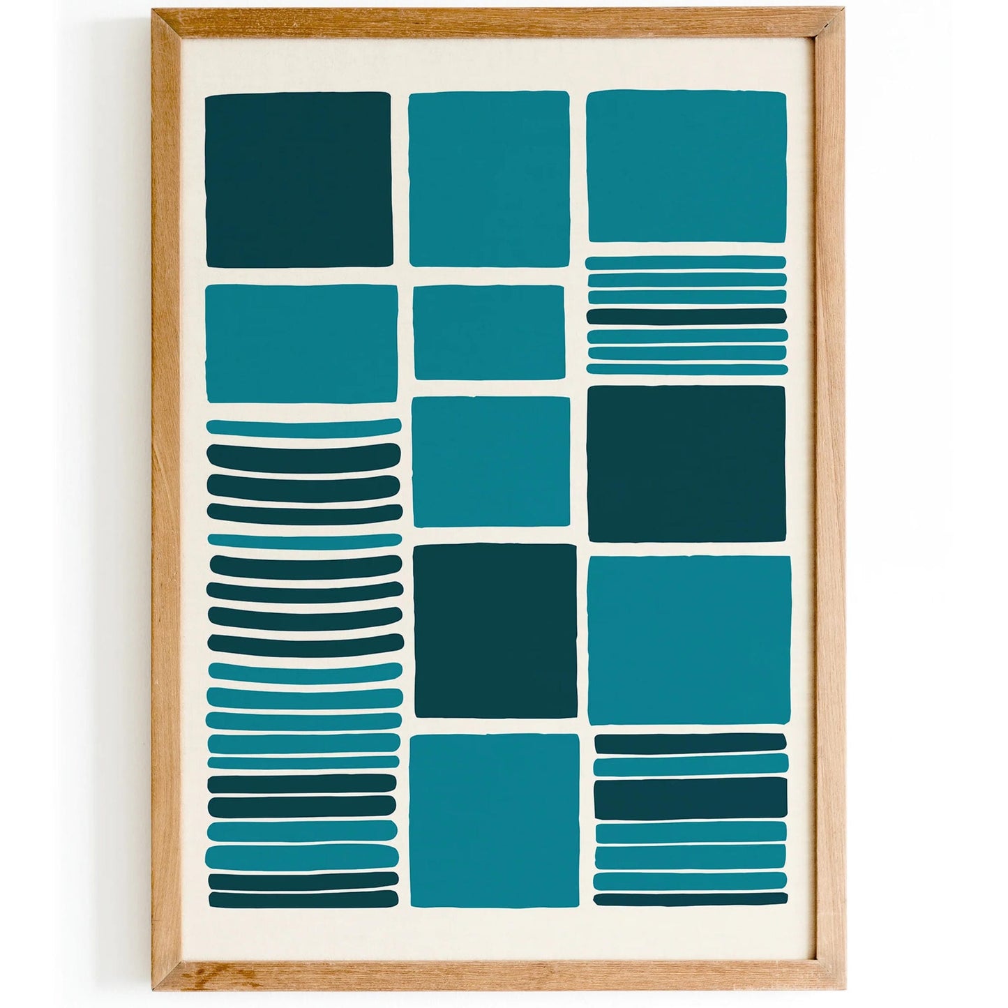 Mid-Century Teal Squares Print