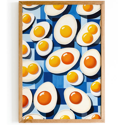 Modern Eggs Pattern Blue Art Print