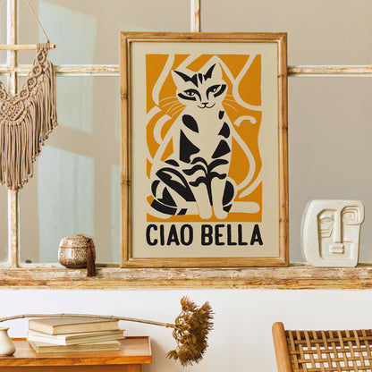 Ciao Bella Yellow Cat Art Print