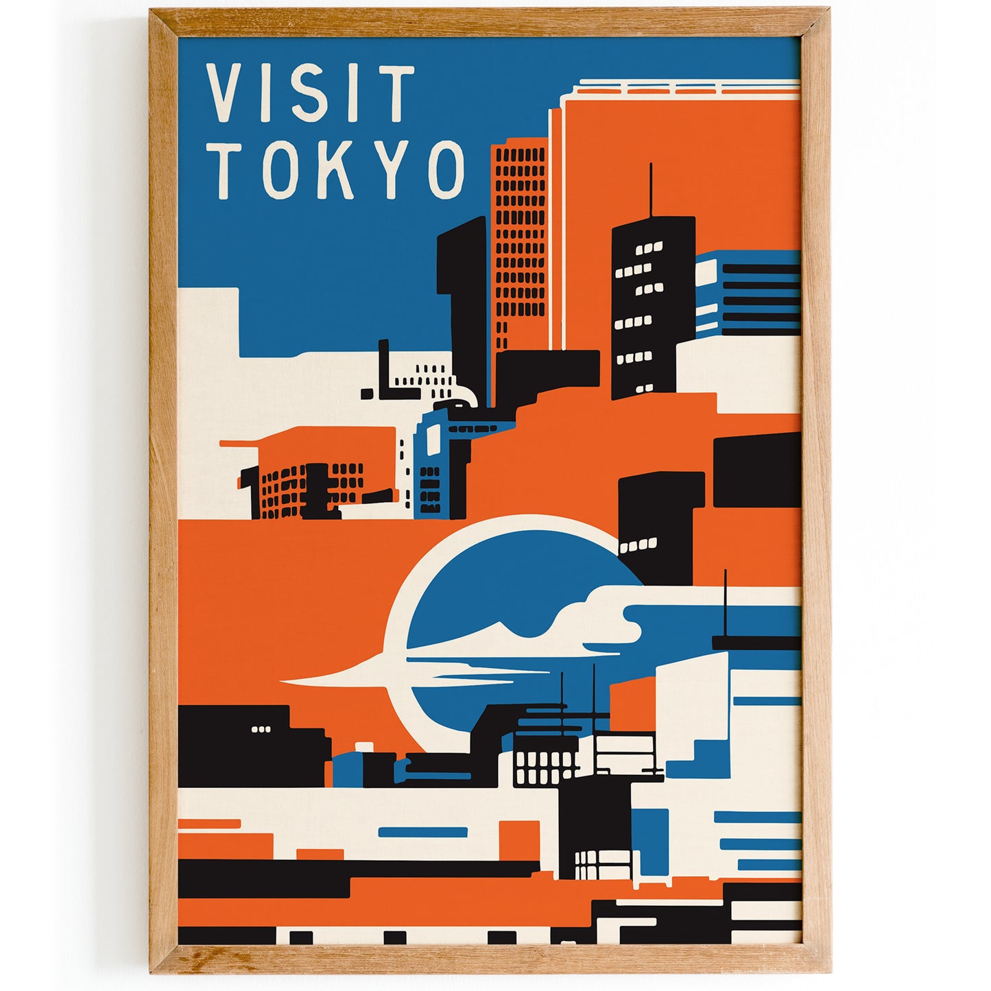 Visit Tokyo Blue Orange Travel Print