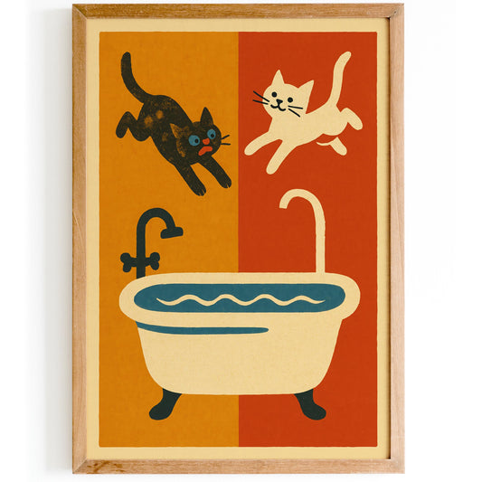 Playful Cats Bath Poster